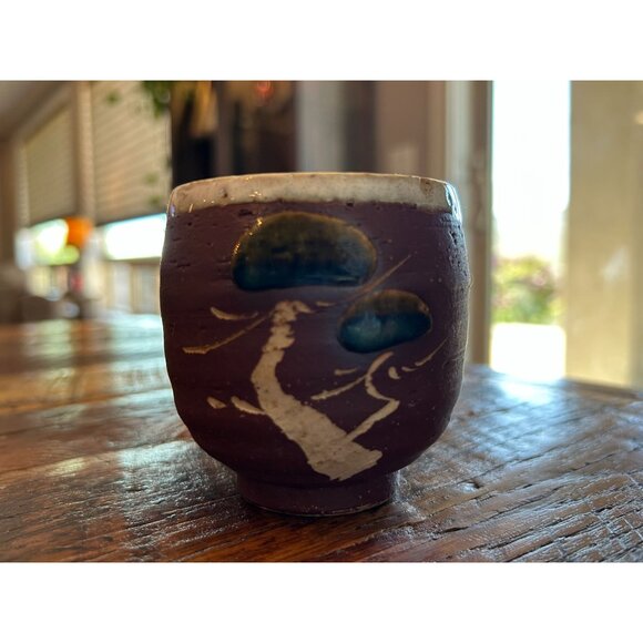 Handcrafted Japanese Ceramic Tea Cup With Tree Design & Earthy Tones - Rustic Ch - Picture 3 of 8